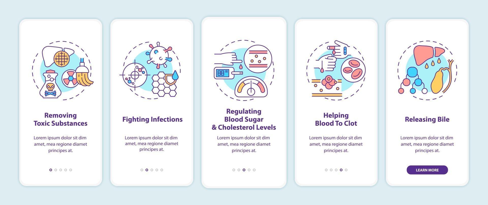 leverfuncties onboarding mobiele app-paginascherm met concepten vector