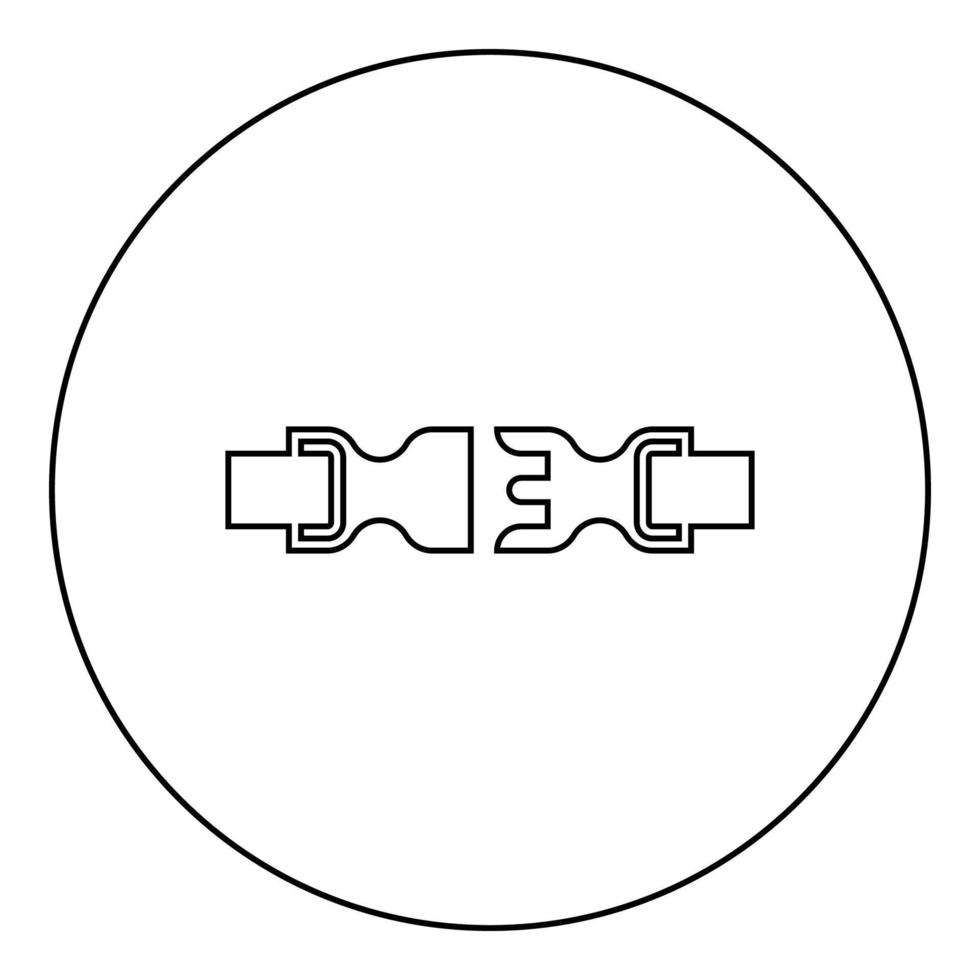 gesp sluiting sluiting meubilair voor kleren systeem van snel snap toetreden voor rugzak zak geopend icoon in cirkel ronde zwart kleur vector illustratie beeld schets contour lijn dun stijl