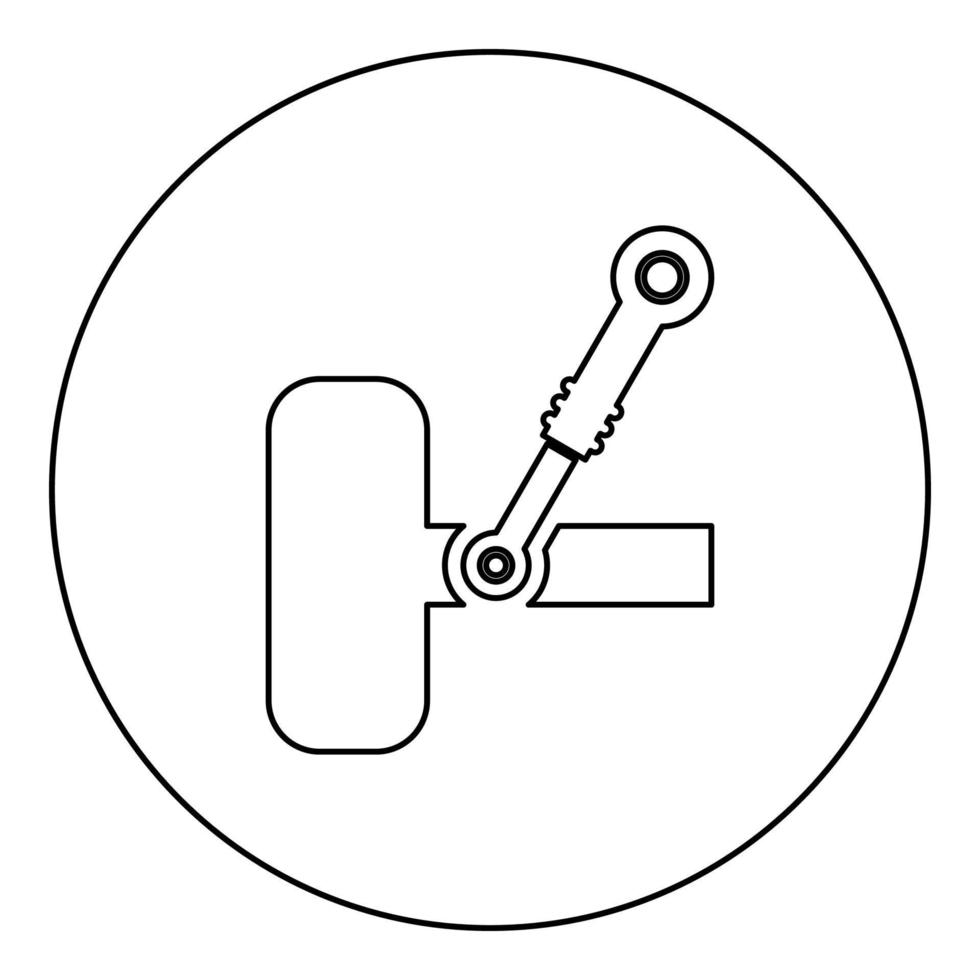 wiel en schok absorber auto suspensie systeem auto onderhoud icoon in cirkel ronde zwart kleur vector illustratie beeld schets contour lijn dun stijl