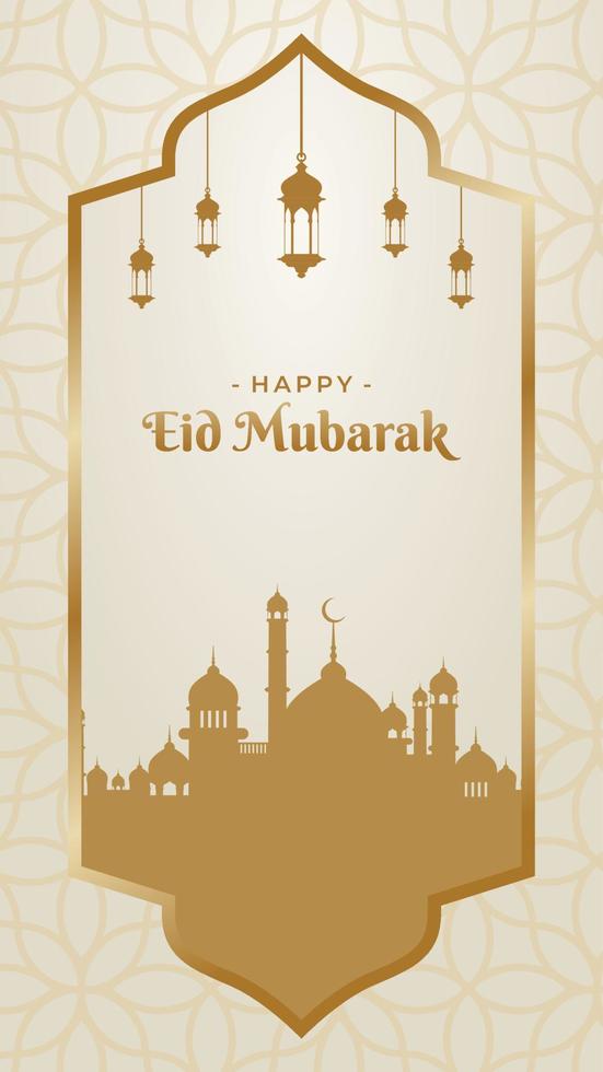 eid mubarak sociaal media verhaal, eid ul fitr mubarak of eid ul adha ontwerp, heilig dag Islamitisch sociaal media post of Ramadan kareem banier, meetkundig vorm ontwerp achtergrond ruimte voor tekst vrij vector