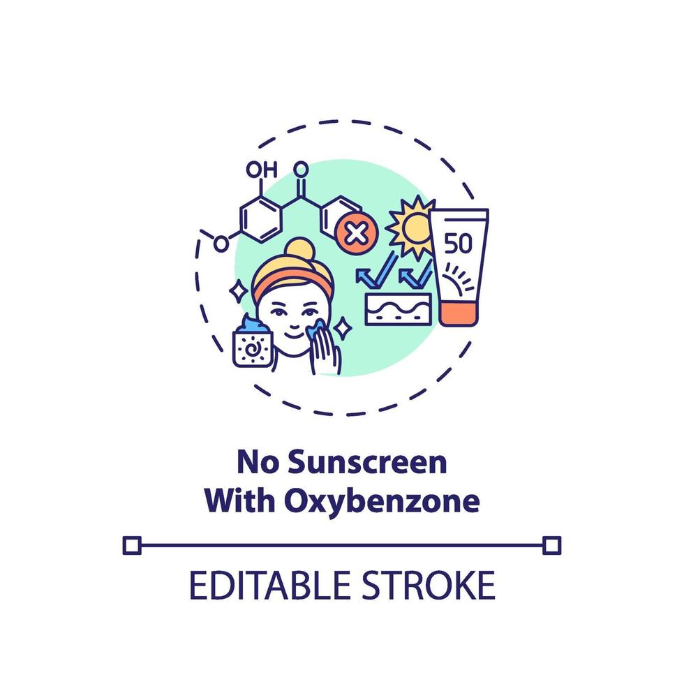 geen zonnebrandcrème met oxybenzone-conceptpictogram vector