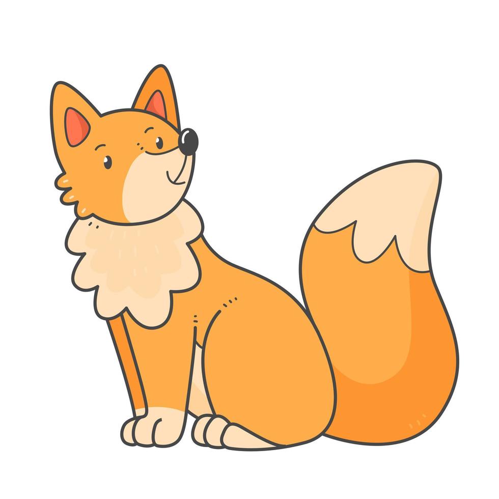 schattig vos in tekenfilm tekening stijl. dier geïsoleerd illustratie. vector