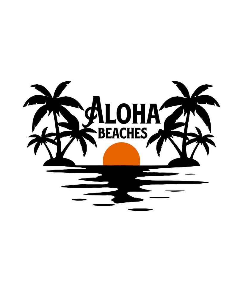 aloha bloemen aloha stranden logo t-shirt ontwerp vector