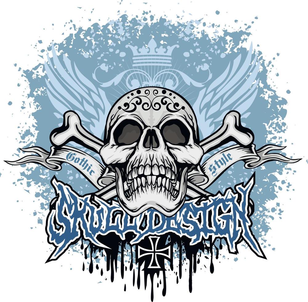 gotisch bord met schedel, grunge vintage ontwerpt-shirts vector