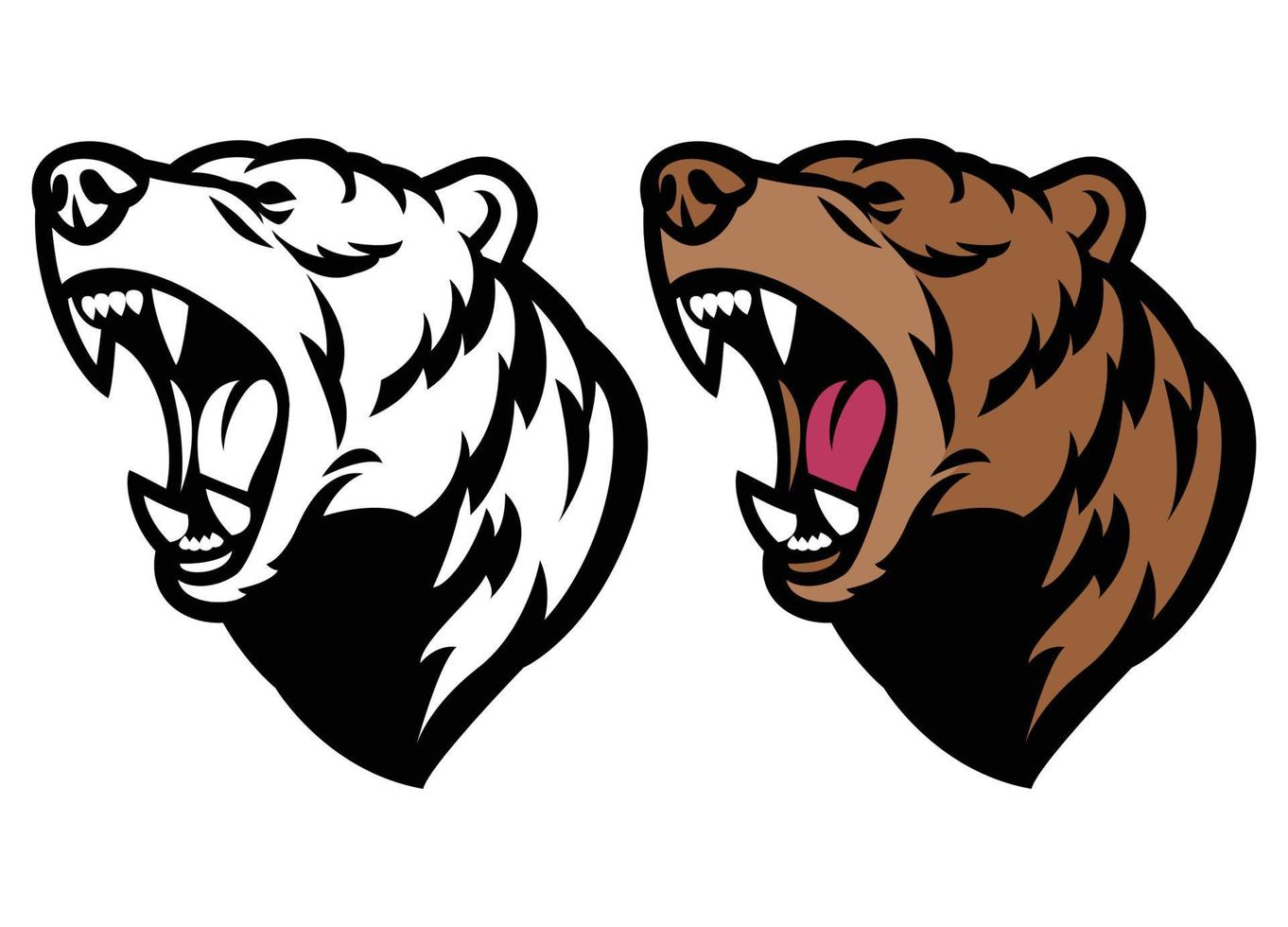 brullen boos grizzly beer mascotte hoofd vector