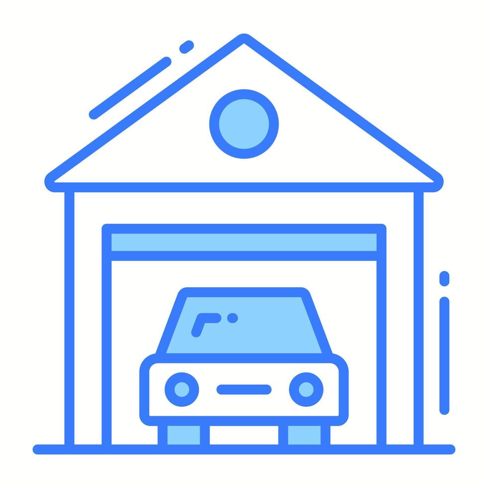 mooi ontworpen vector van auto garage, gebouw van goederen opslagruimte