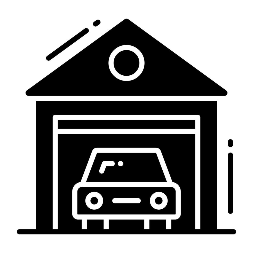 mooi ontworpen vector van auto garage, gebouw van goederen opslagruimte