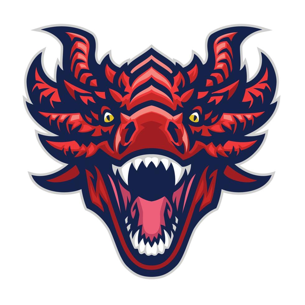 draak hoofd mascotte boos vector