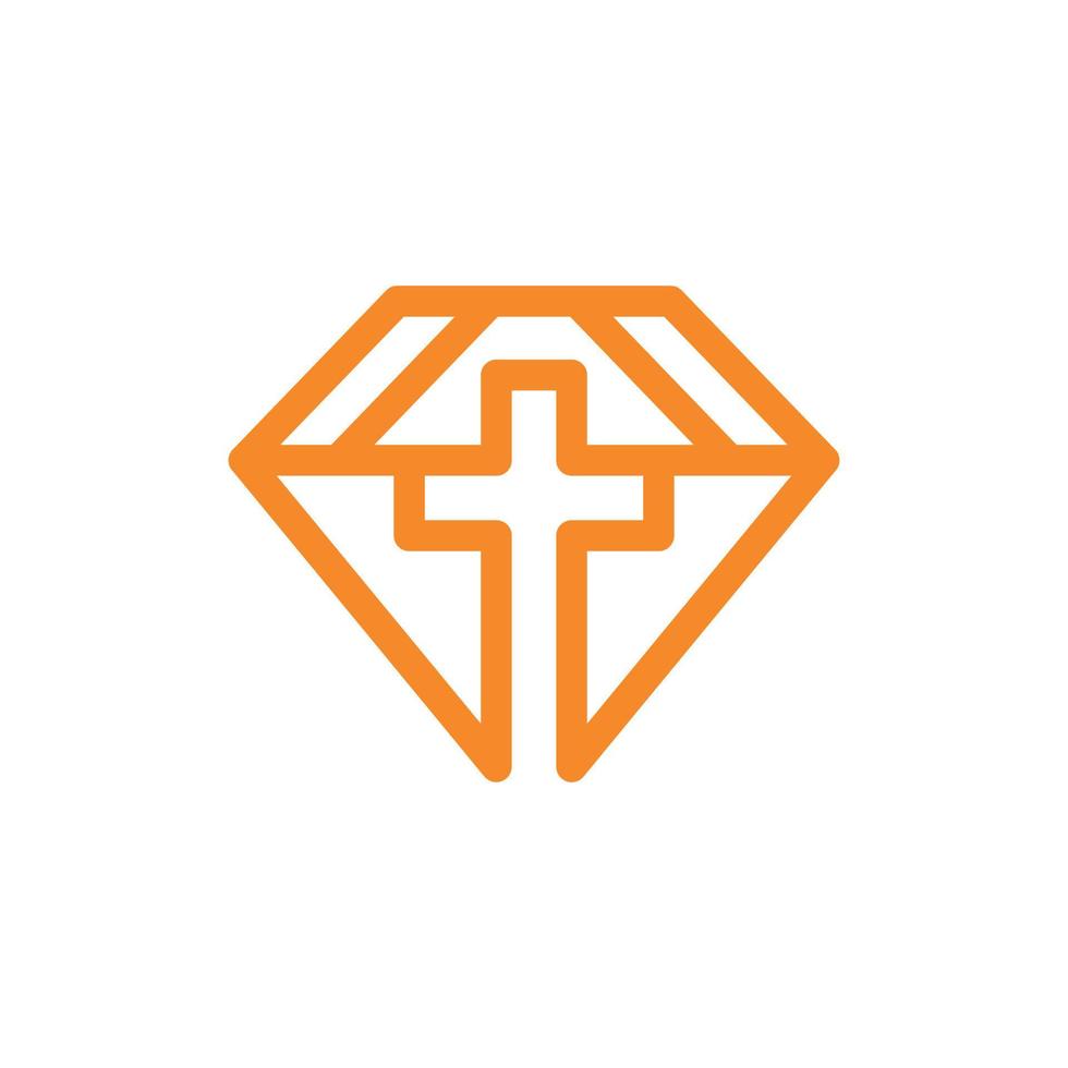 kruis kerk diamant elegant lijn gemakkelijk logo vector