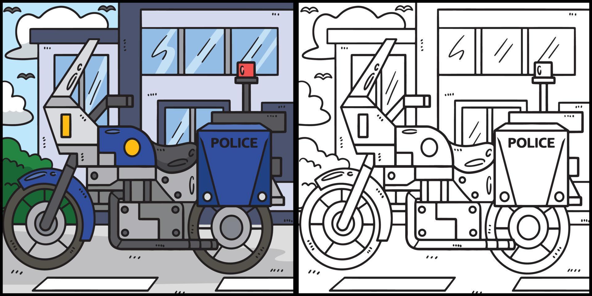 Politie motorfiets kleur bladzijde illustratie vector