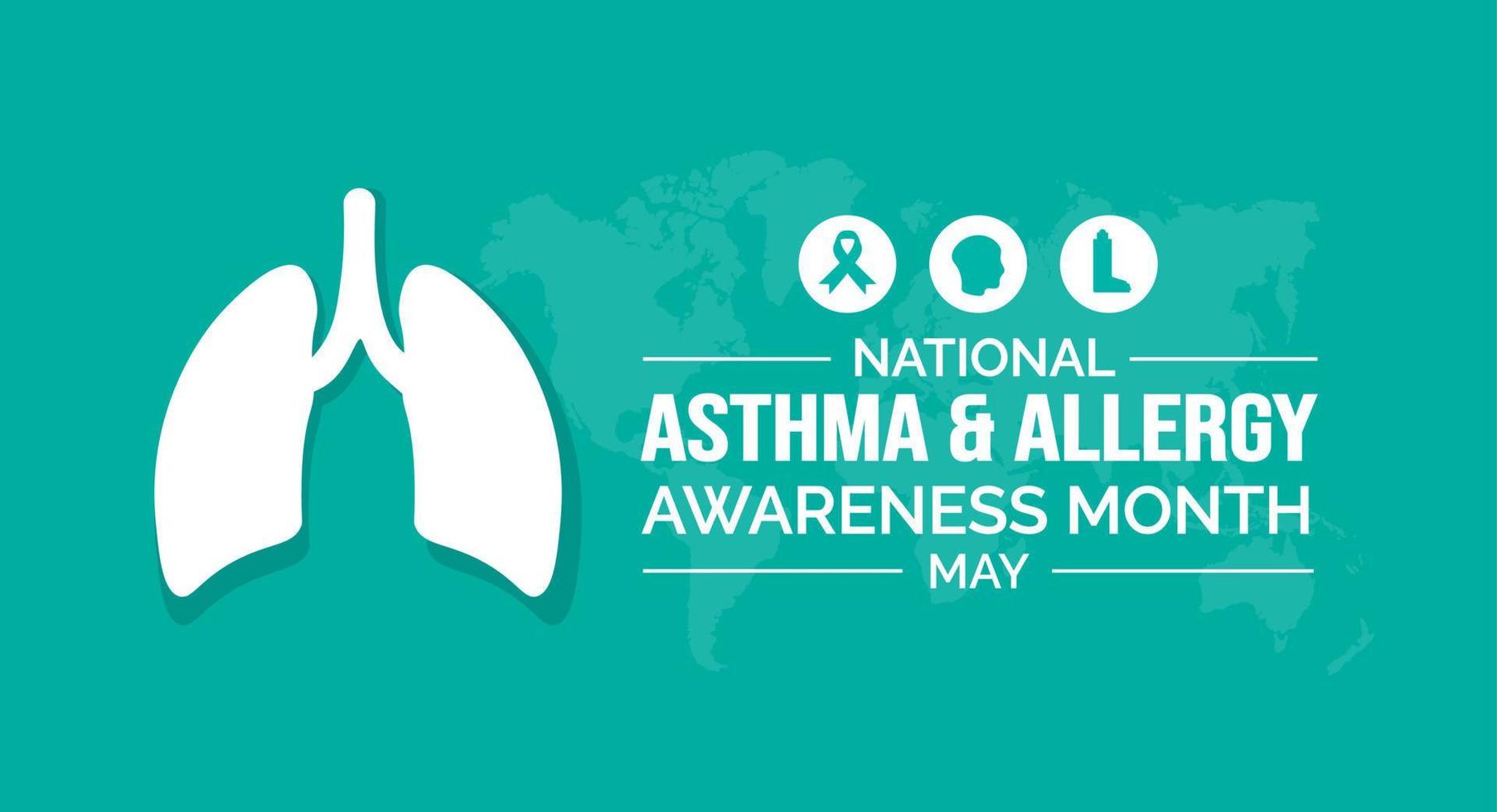 nationaal astma en allergie bewustzijn maand achtergrond of banier ontwerp sjabloon gevierd in mei vector