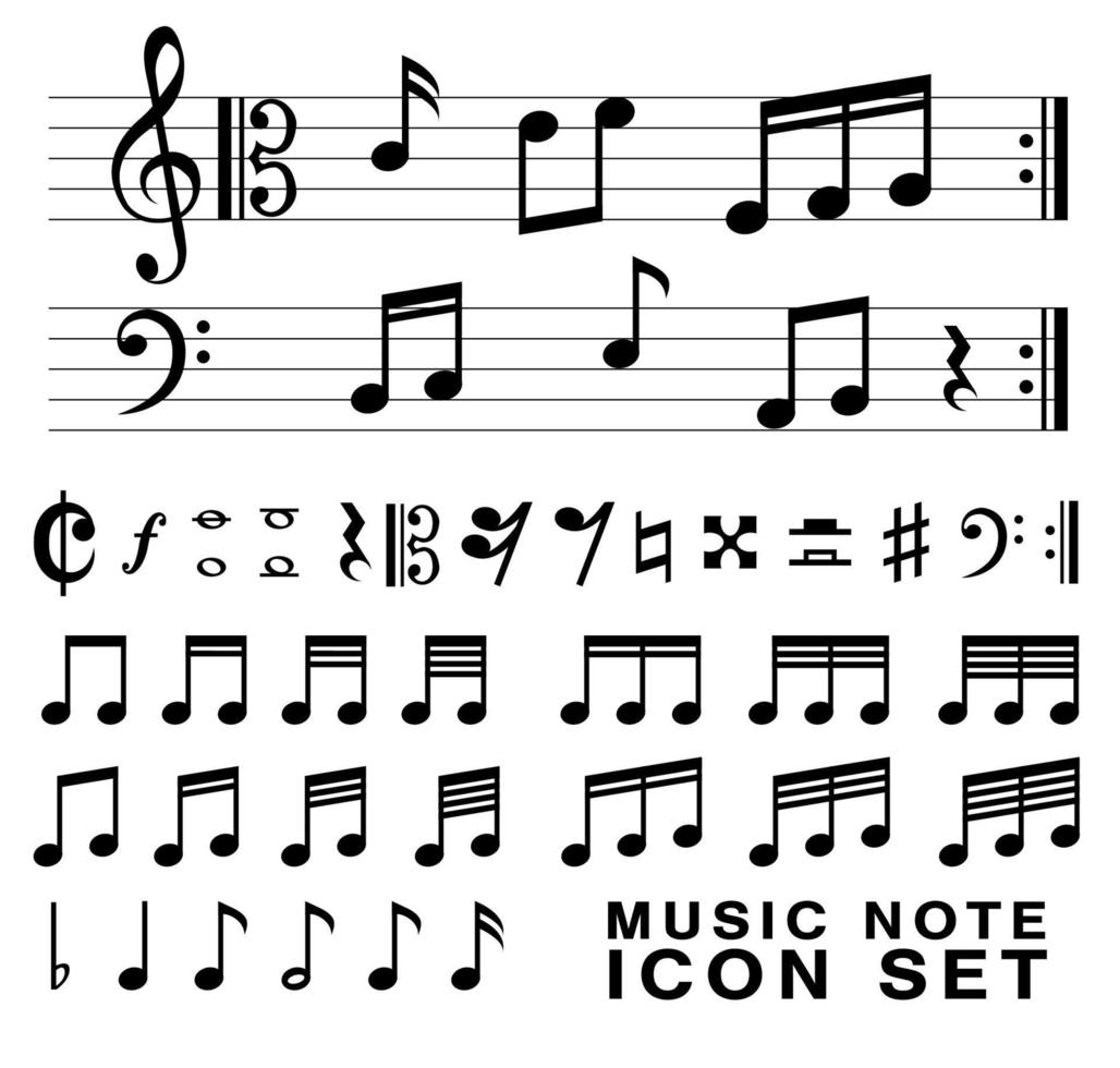 standaard muziek notities symbool set vector