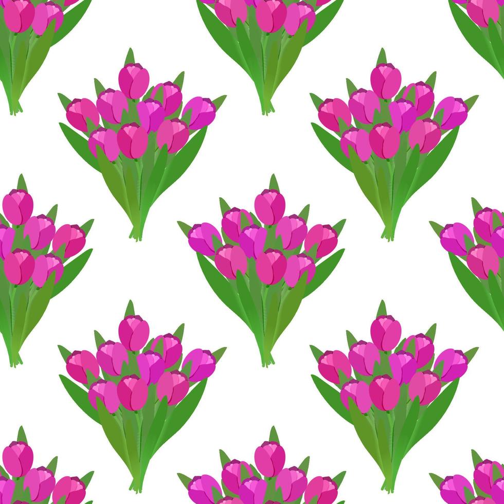 naadloos patroon met boeketten van roze tulpen vector illustratie