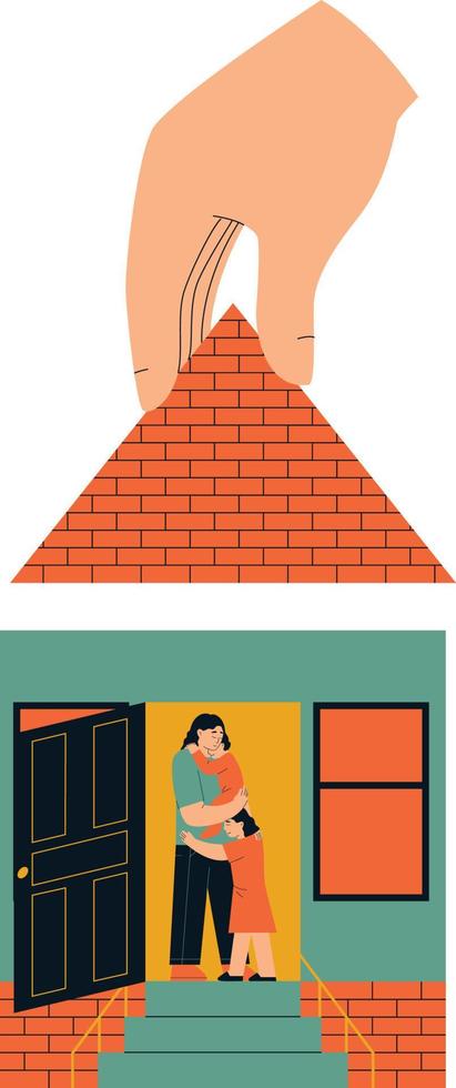 vector illustratie van een huis met een hand- Holding een sleutel. vlak stijl.