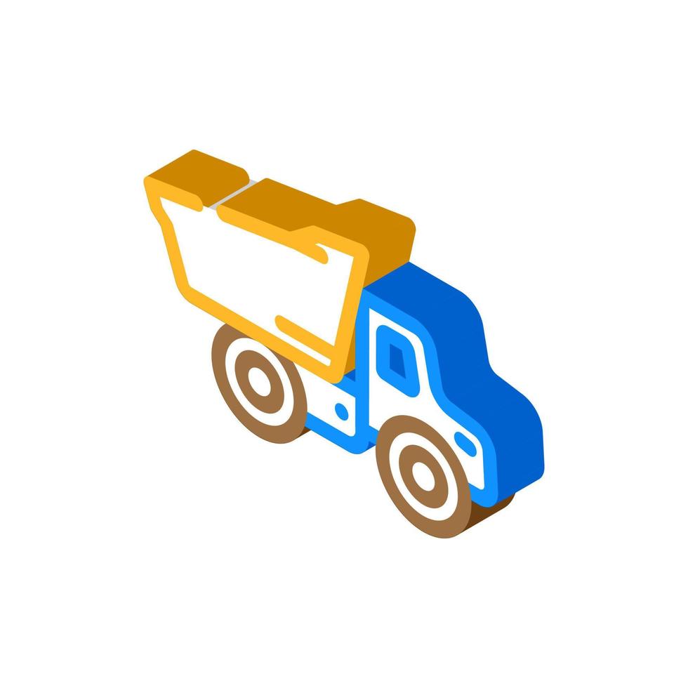vrachtauto speelgoed- kind isometrische icoon vector illustratie