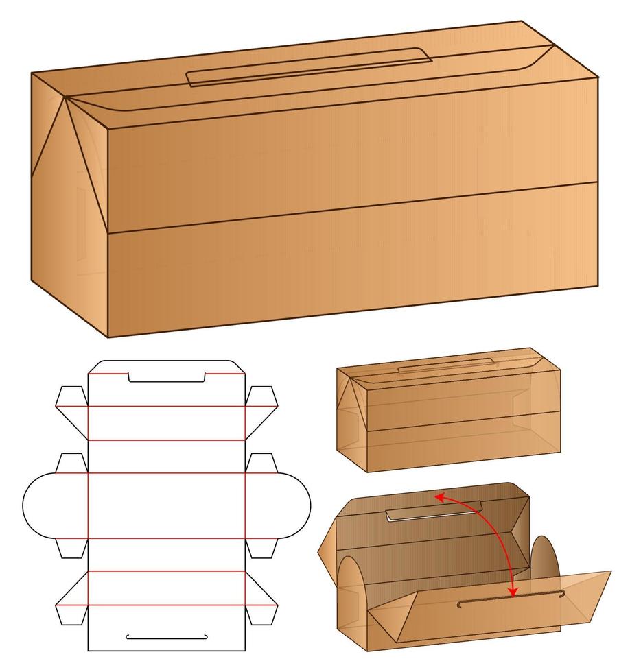 doos verpakking gestanst sjabloonontwerp. 3D-model vector