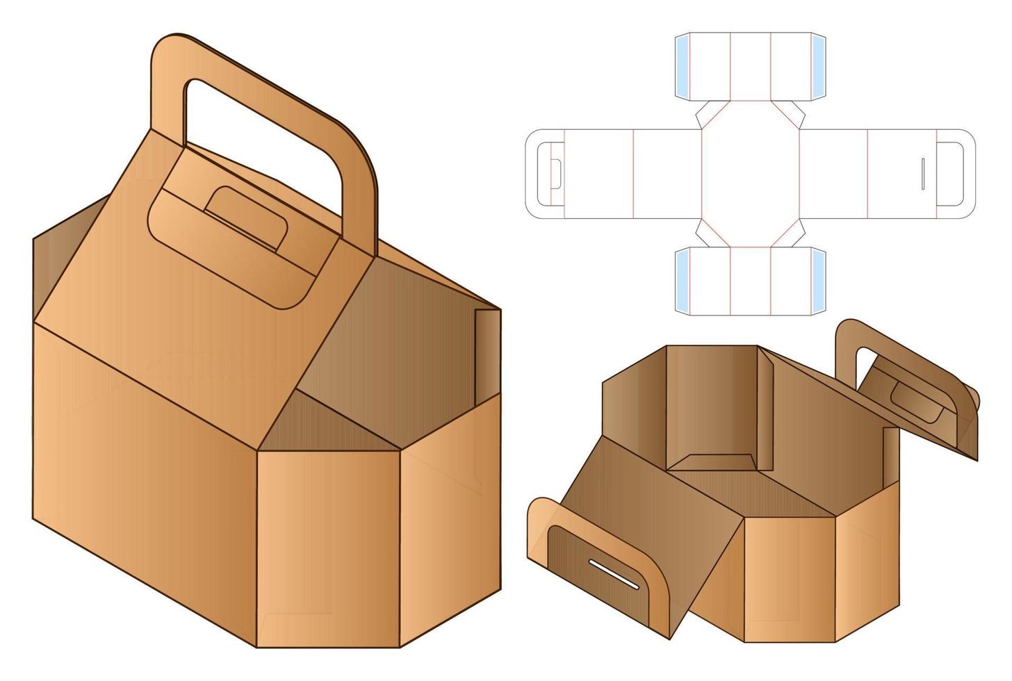 doos verpakking gestanst sjabloonontwerp. 3D-model vector