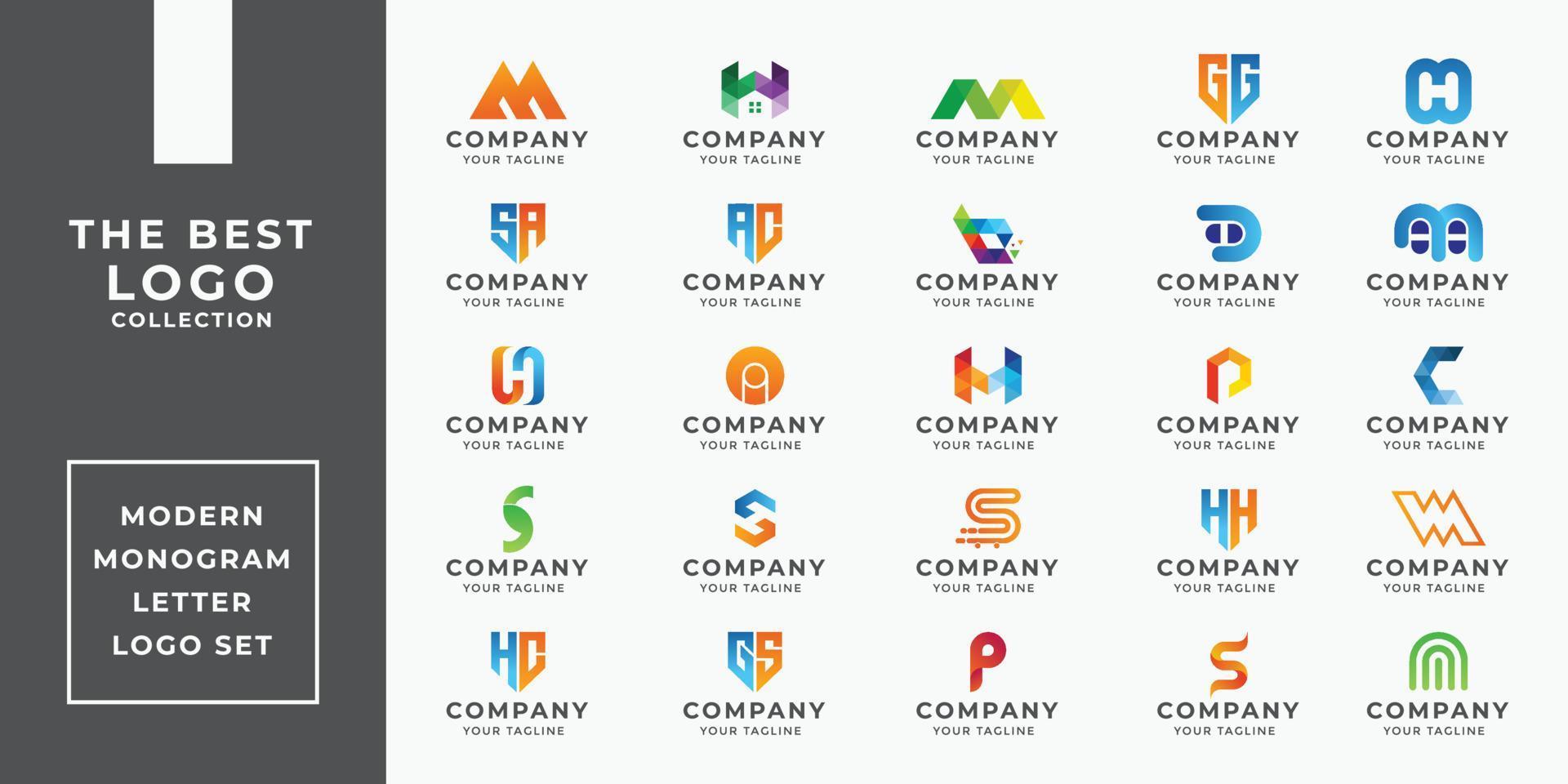 25 logos bundel modern monogram brief logo reeks voor een verschillend types van ondernemingen vector