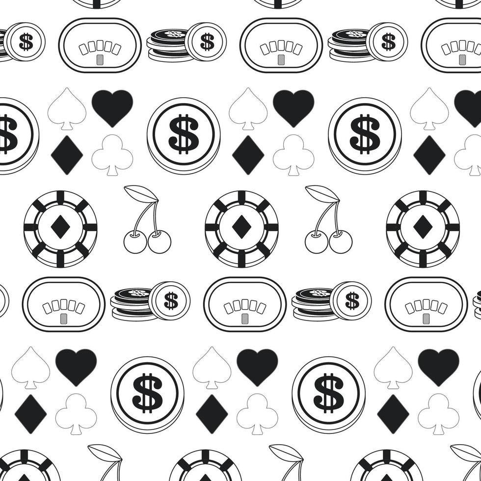 patroon achtergrond met casino pictogrammen vector illustratie