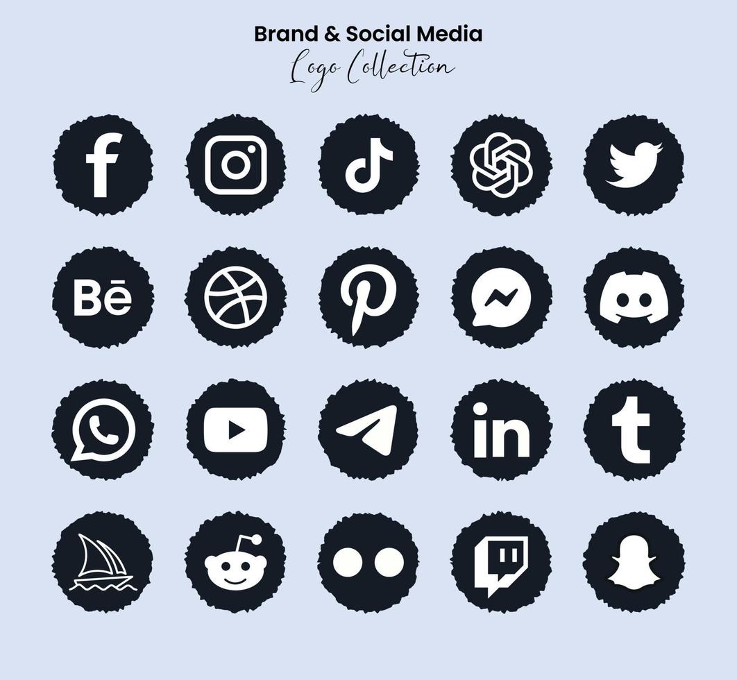 populair sociaal netwerk symbolen, sociaal media logo pictogrammen verzameling, instagram, facebook, twitteren, youtube, chatgpt, halverwege de reis, onenigheid en enz. sociaal media pictogrammen vector