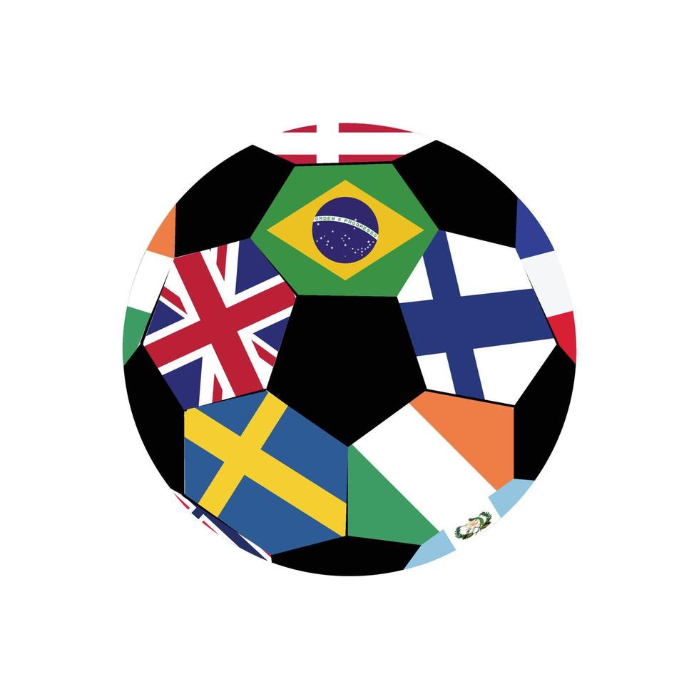 voetbal bal met vlaggen geïsoleerd Aan wit achtergrond vector