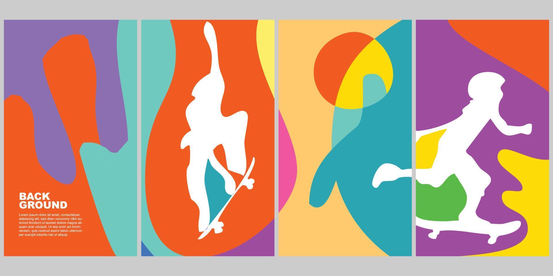 skateboard zomer kleur knal verticaal achtergrond reeks voor poster sociaal media vector