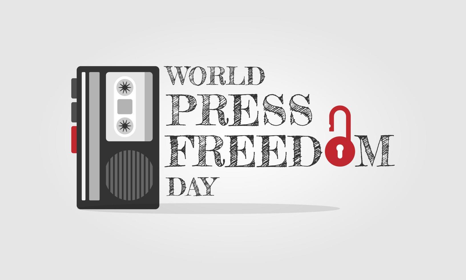 wereld druk op vrijheid dag groet met een plakband opnemer vector