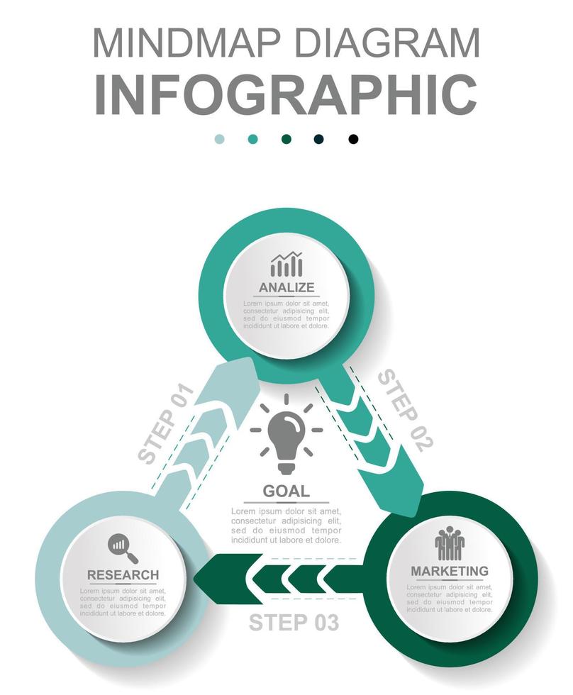 infographic bedrijf sjabloon. ontwerp concept van 3 stappen of onderdelen van bedrijf fiets. concept presentatie. vector