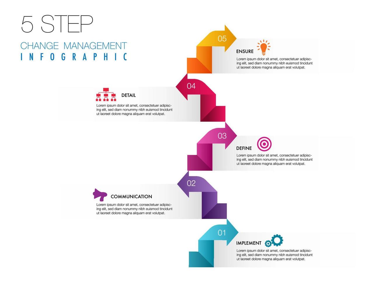 infographic sjabloon 5 stap voor bedrijf richting verandering beheer vector