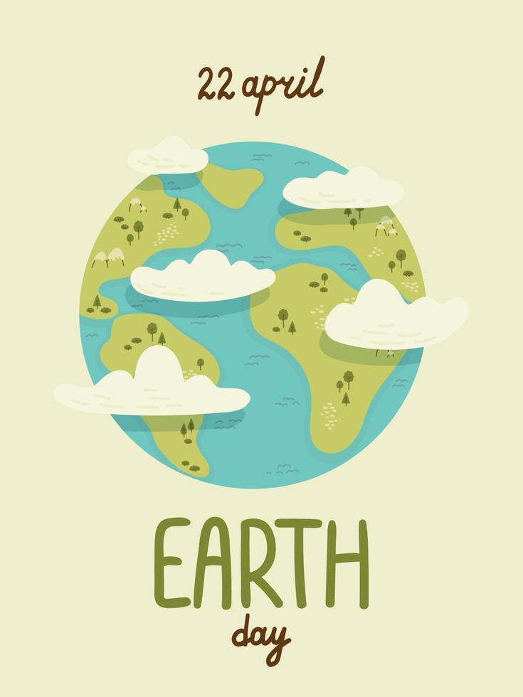 gelukkig aarde dag opslaan natuur. vector eco illustratie voor sociaal media, poster, banier, kaart, folder Aan de thema van besparing planeet, menselijk handen beschermen aarde