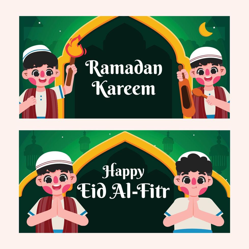 Ramadan en eid al-fitr banier sjabloon vector