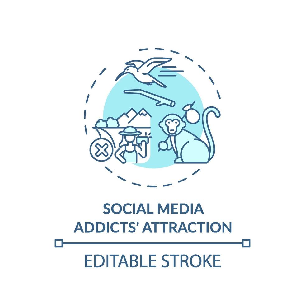 sociale media verslaafden attractie concept pictogram vector