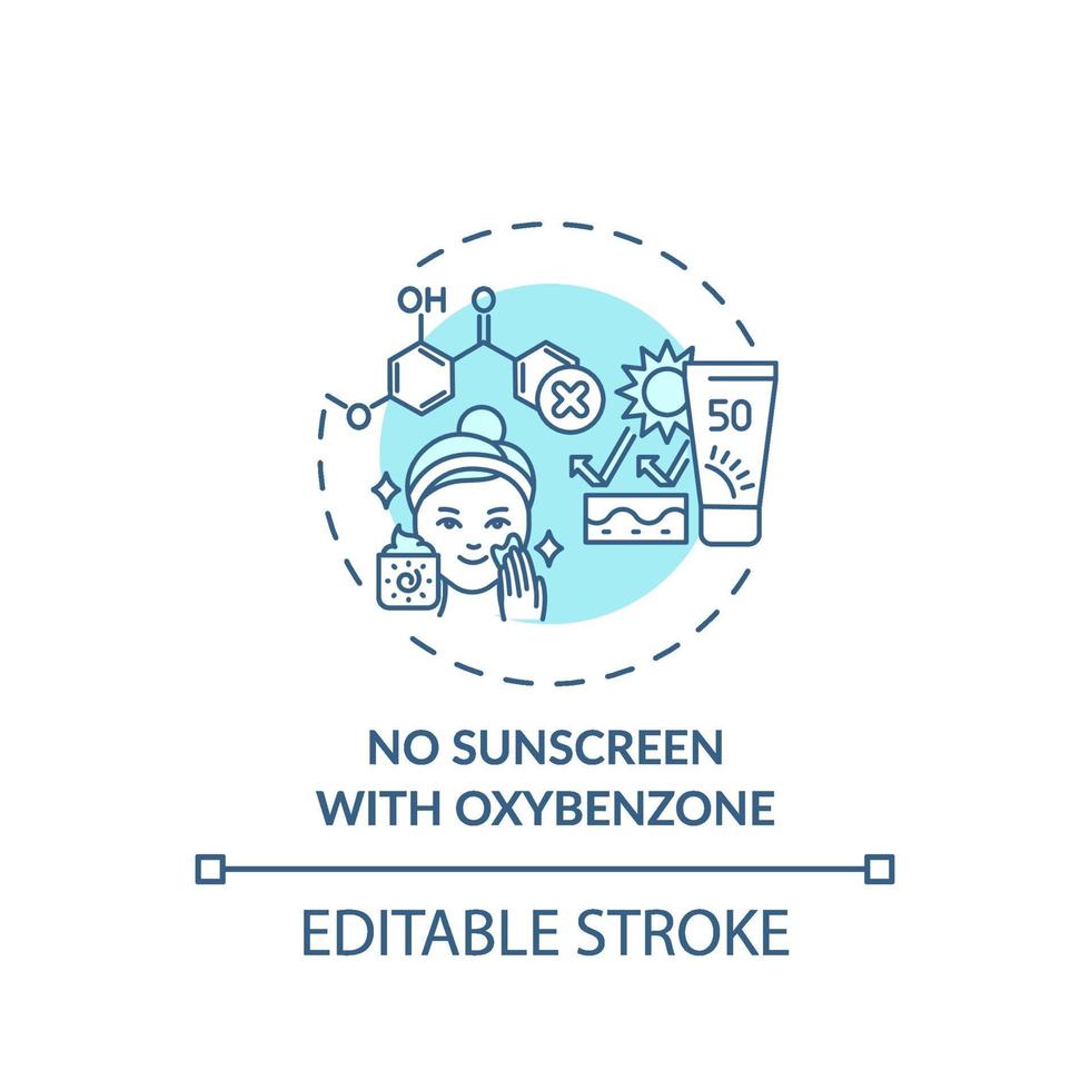 geen zonnebrandcrème met oxybenzone-conceptpictogram vector