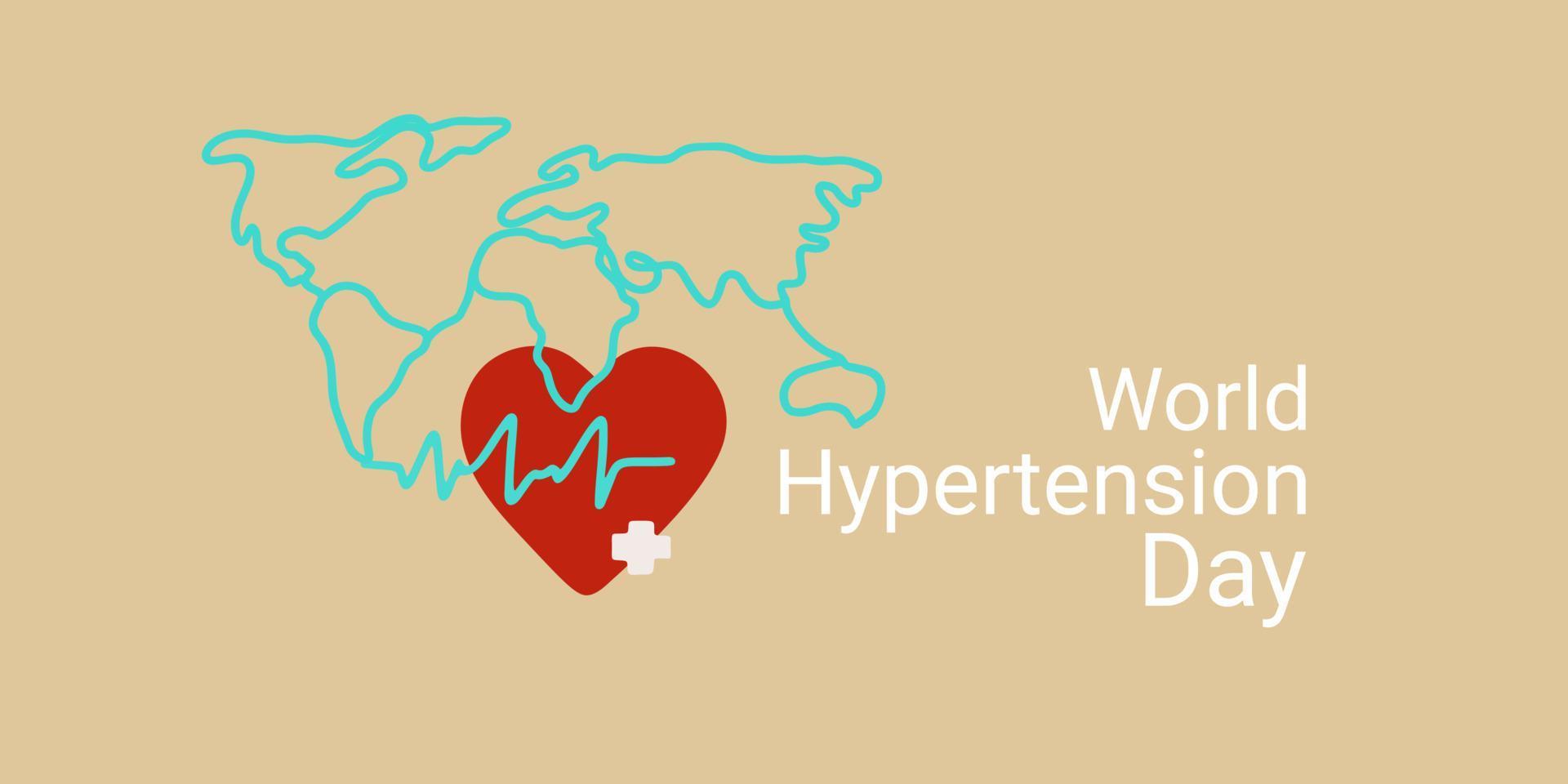wereld hypertensie dag illustratie illustratie met hart symbool en wereld kaart in lijn kunst vector