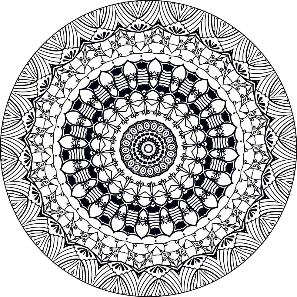 gemakkelijk tekening mandala met bloemen en hart patronen Aan een wit geïsoleerd achtergrond. voor kleur boek Pagina's. vector