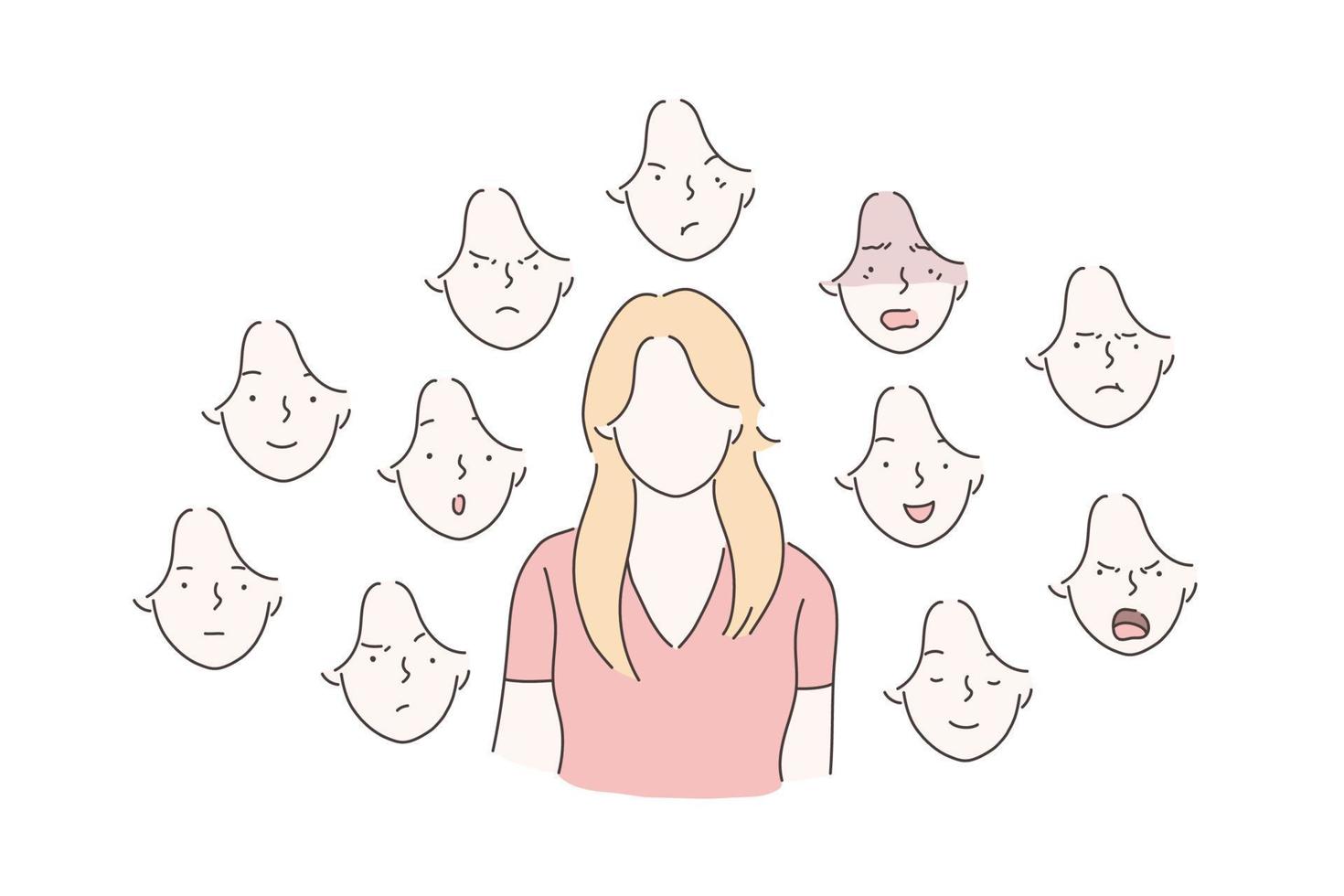 reeks van vrouw emoties concept. vector