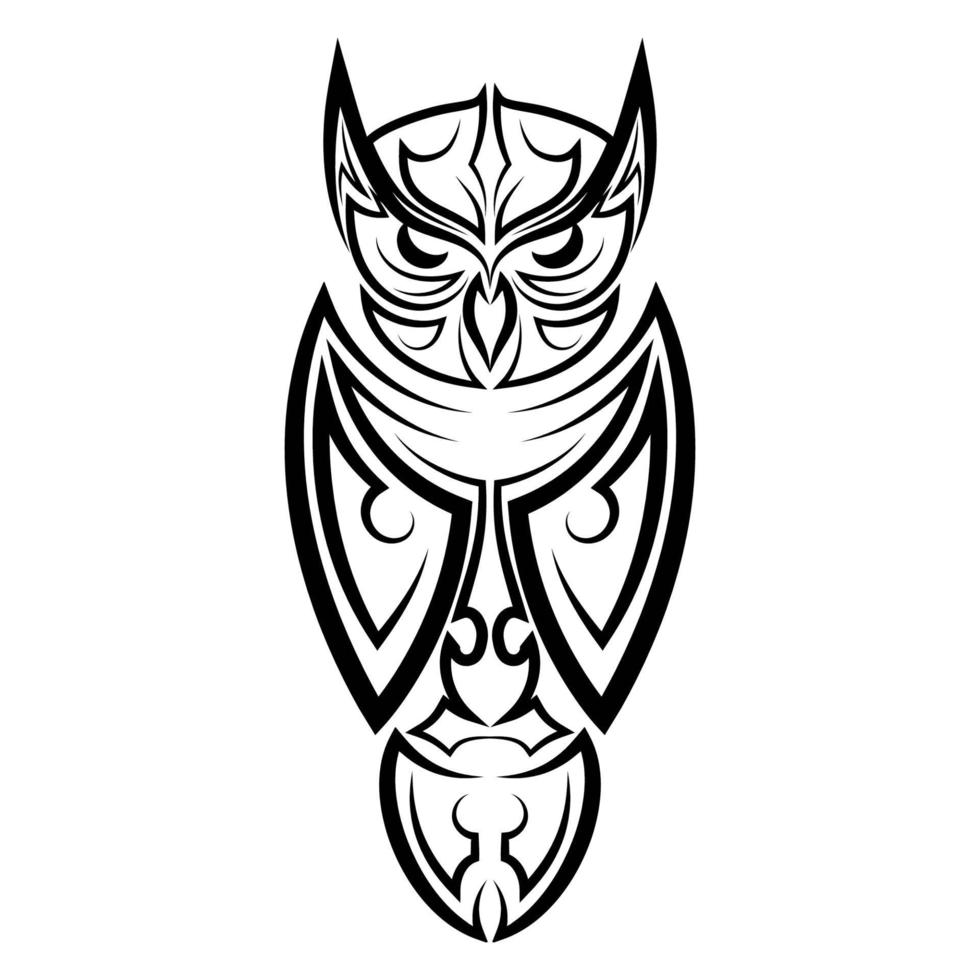 zwart-wit lijntekeningen van uil. goed gebruik voor symbool, mascotte, pictogram, avatar, tatoeage, t-shirtontwerp, logo of elk gewenst ontwerp. vector