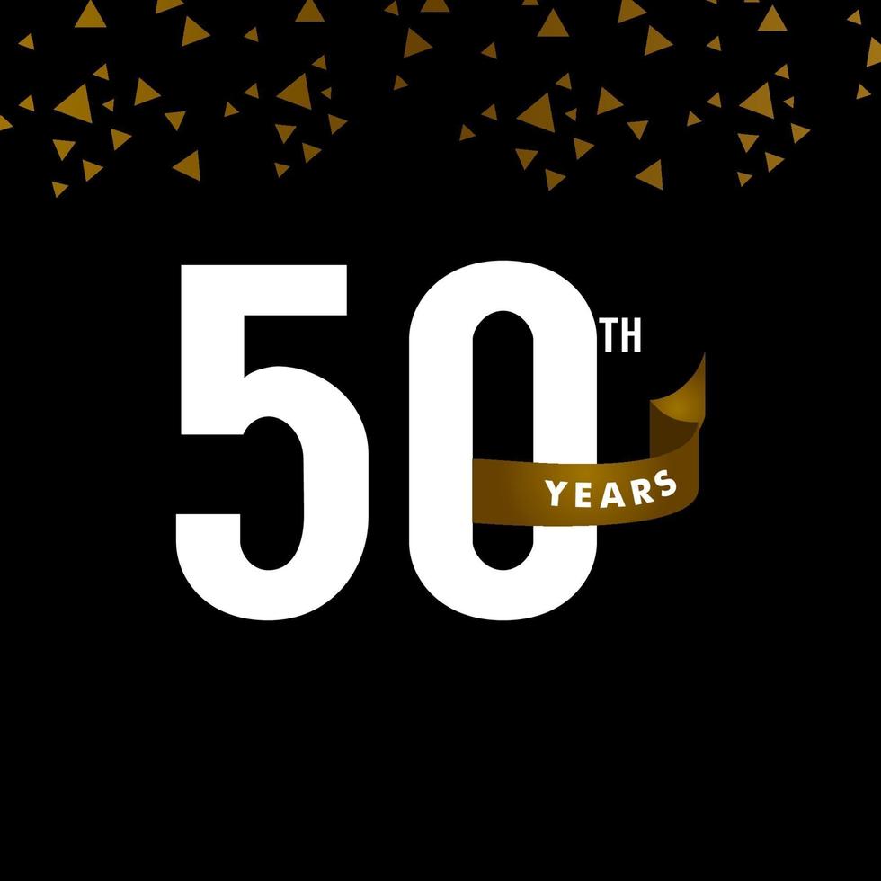 50 jaar verjaardag nummer met gouden lint viering vector sjabloon ontwerp illustratie
