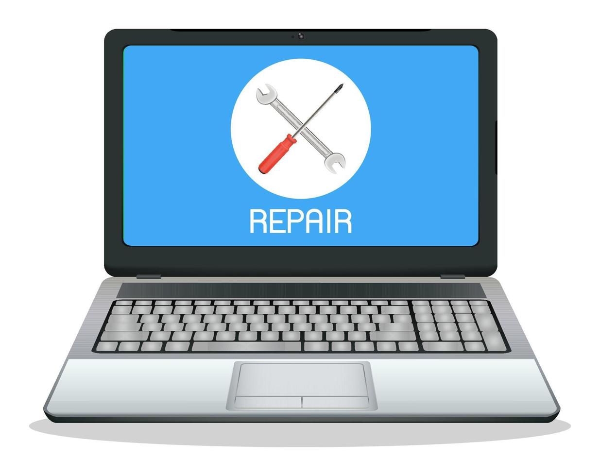 laptop met reparatie-logo op het scherm vector