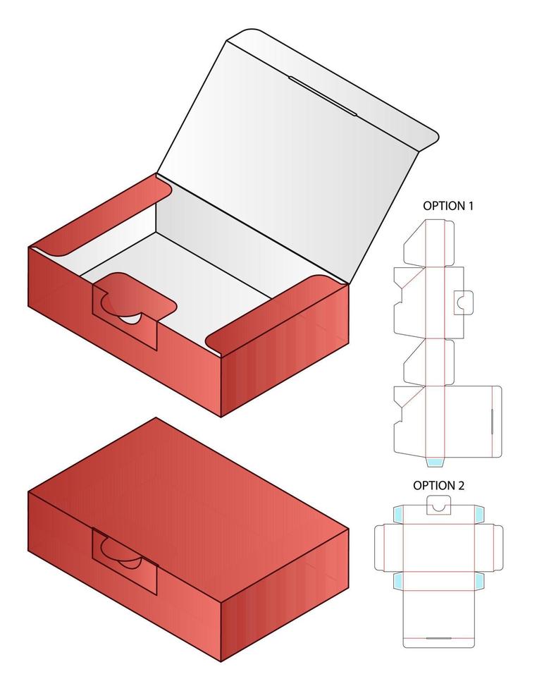 doos verpakking gestanst sjabloonontwerp. 3D-model vector