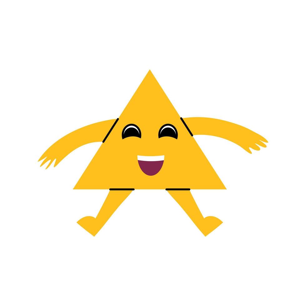 tekenfilm kleur karakter meetkundig grappig schepsel geel driehoek. vector