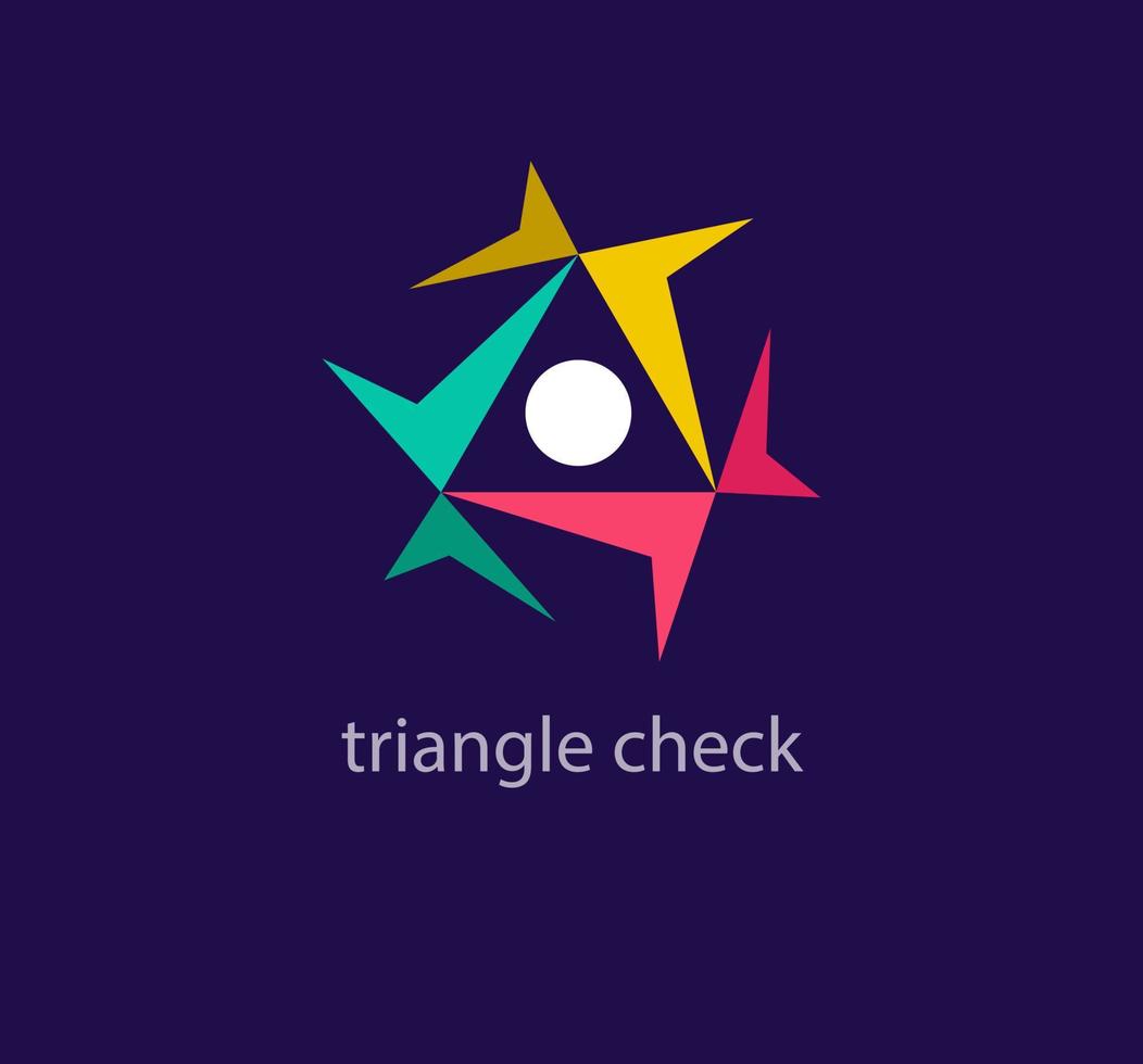 driehoek vorming logo. uniek kleuren creatief vinkje driehoek logo sjabloon. vector