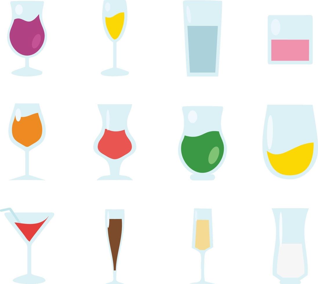 drinkglas platte ontwerp vector set