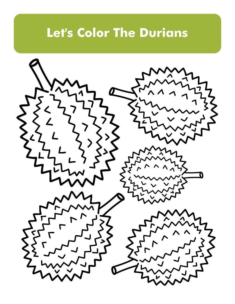 durian kleur boek bladzijde in brief bladzijde grootte kinderen kleur werkblad premie vector element