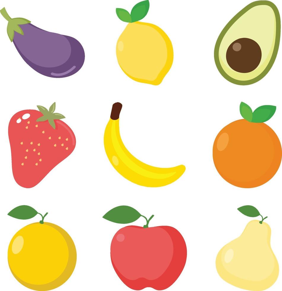 fruit platte ontwerp vector set
