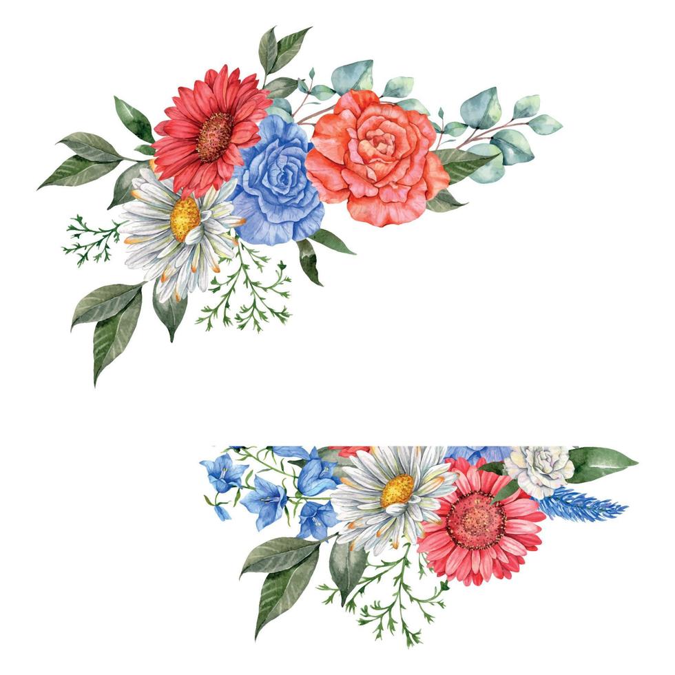 4e van juli patriottisch concept. onafhankelijkheid dag ontwerp element. hand- geschilderd waterverf bloemen arrestatie . botaisch illustratie vector