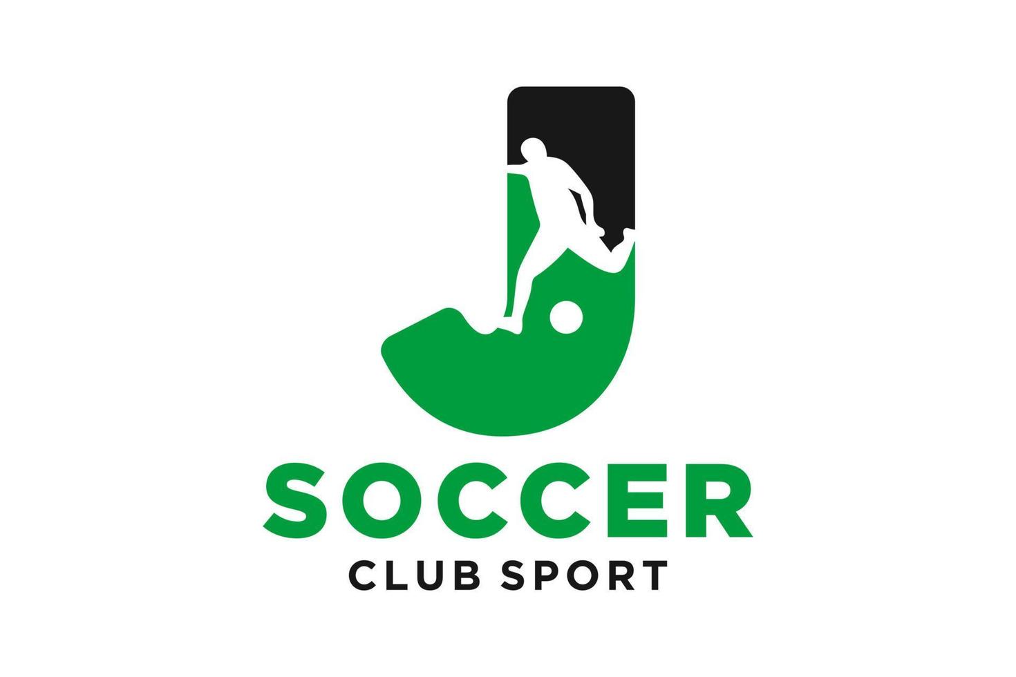 vector initialen brief j met voetbal creatief meetkundig modern logo ontwerp.