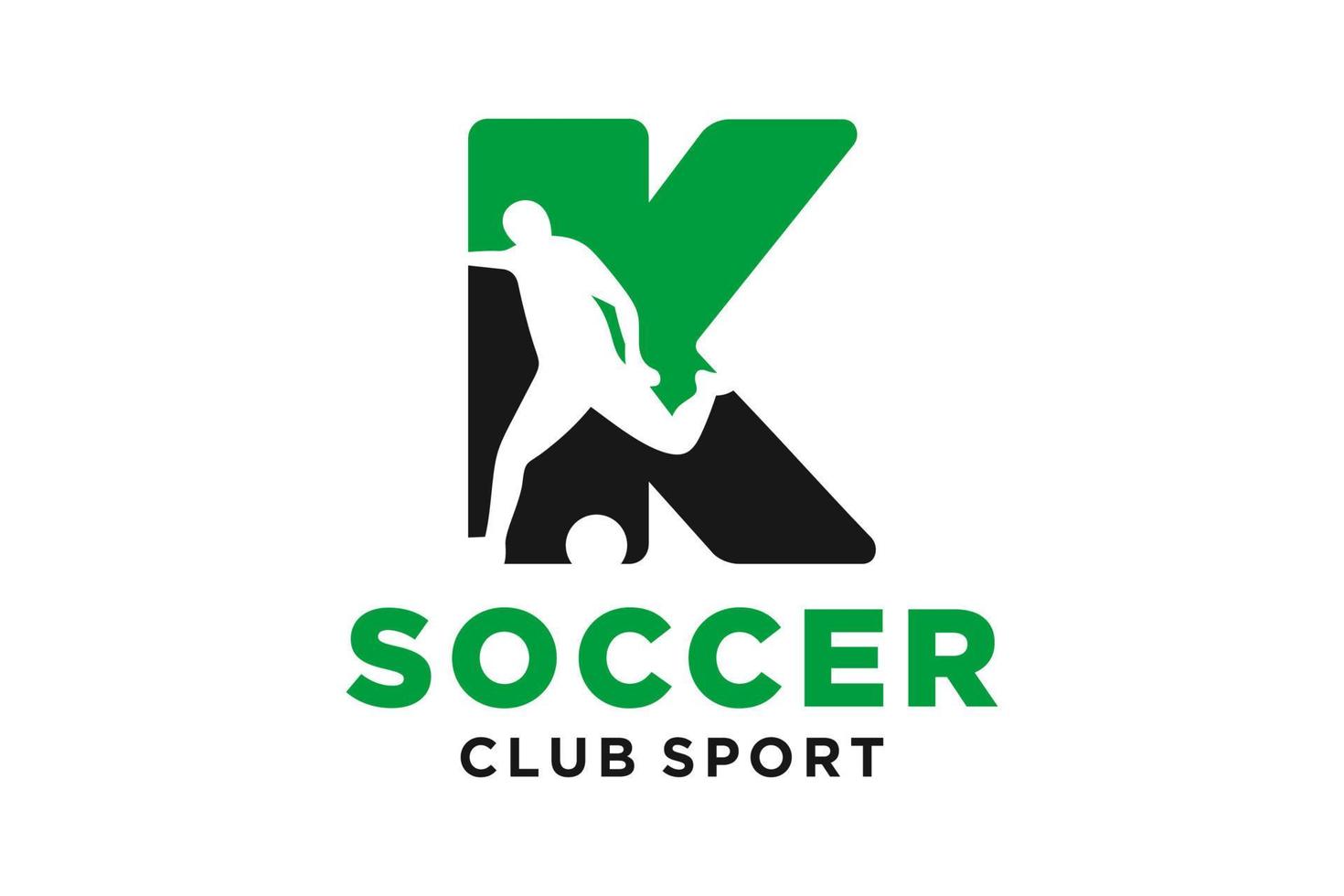 vector initialen brief k met voetbal creatief meetkundig modern logo ontwerp.