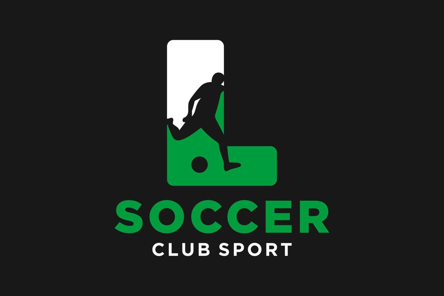 vector initialen brief l met voetbal creatief meetkundig modern logo ontwerp.