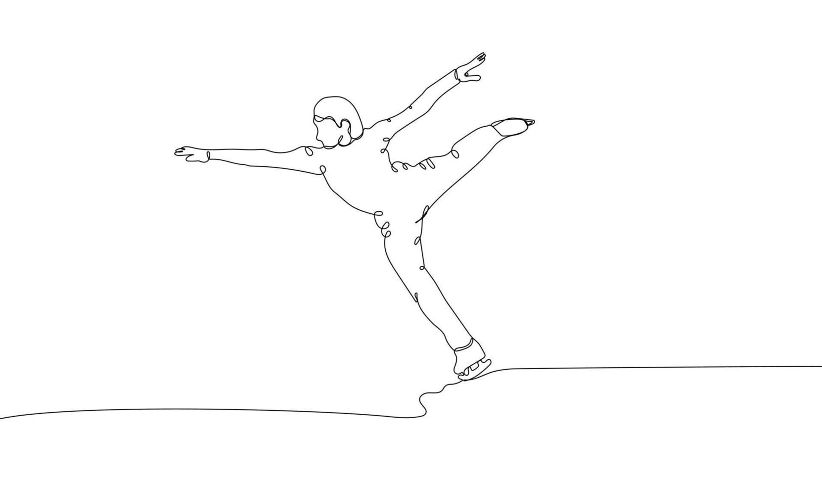 doorlopend een lijn tekening van figuur het schaatsen vent vector